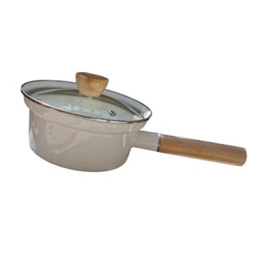 Imagem de KiBcsLic Panela esmaltada japonesa pequena panela para cozinhar macarrão com balança cabo de madeira multiuso mini de comida para bebê para hotel casa