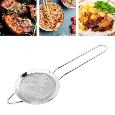Imagem de Colher escumadeira de aço inoxidável, coador de alimentos de malha fina 304 para leite de soja, com alça ergonômica para uso doméstico na cozinha (prata)