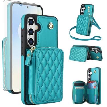 Imagem de Asuwish Capa de celular para Samsung Galaxy S25 FE 5G carteira com protetor de tela de vidro temperado alça de pulso com bloqueio de RFID compartimento para cartão de crédito S 25 EF S25FE 25S 25FE