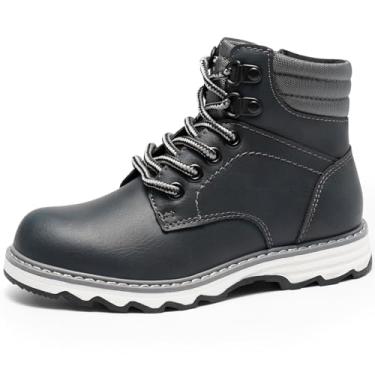 Imagem de KELISI Botas de cano curto para meninos, botas de caminhada de inverno para meninos, botas com zíper, botas de caminhada, B - azul, 16