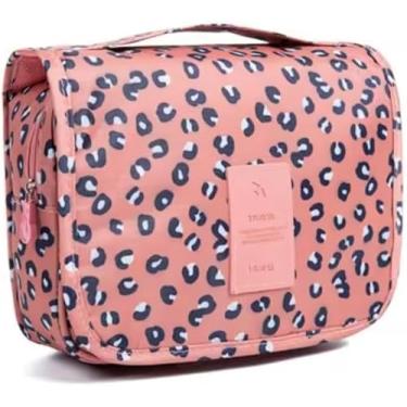 Imagem de Nécessaire Organizadora de Viagem Impermeável em Nylon – Grande Espaço, Múltiplos Compartimentos e Gancho para Pendurar | Onça Rosa