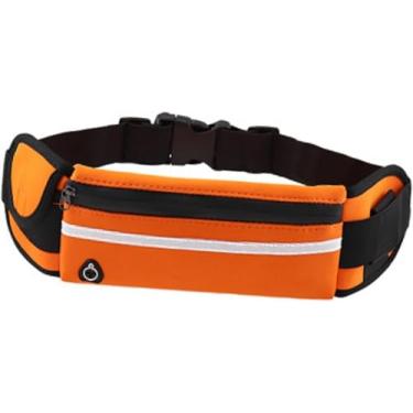 Imagem de Bolsa de cintura refletiva para corrida com suporte de garrafa esportiva para viagem, bolsa de ginástica, portátil, segura água para homens e mulheres, multicores, Laranja, One Size, Esportivo