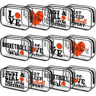 Imagem de Reginary 12 peças 17 x 12 x 6 cm bolsa de maquiagem esportiva presentes esportivos para equipe, estojo de cosméticos de PVC transparente, acessórios para mulheres, bolsa de higiene pessoal com zíper