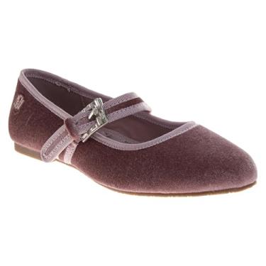 Imagem de Josmo Sandália feminina Sparkly Mary Jane com glitter e fivela ajustável para crianças pequenas e grandes, Veludo rosa, 16