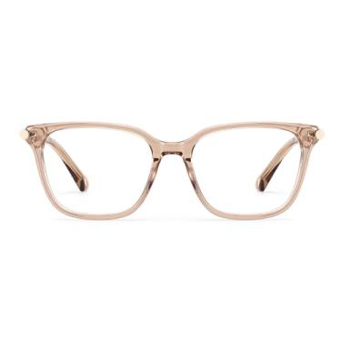 Imagem de Zeelool Armação quadrada de óculos para mulheres, armação de óculos moderna com lentes transparentes e dobradiças de metal Delilah ZJGX773186, Champanhe, M