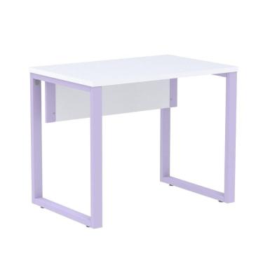 Imagem de Mesa Escritório P25 Tub Pandin 90 Cm Largura Tampo Mdp Branco Pé Aço Tubular Lilás