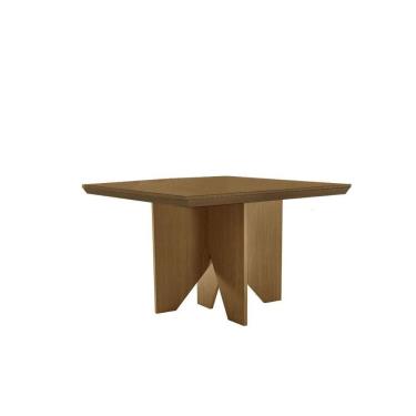 Imagem de Mesa De Sala Jantar Nevada C/ Tampo Madeirado C/ Canto Curvo 90x90cm Naturale/naturale - Rufato