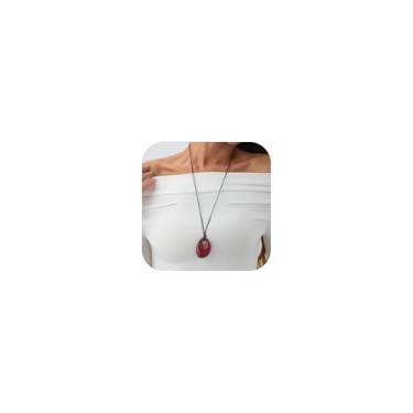 Imagem de YNZGYBY Colar de resina vermelha transparente irregular para mulheres, colar de cordão longo delicado e elegante, pingente de acrílico grande, joia boho Y2k, Large, Zinco, Sem Pedra Preciosa