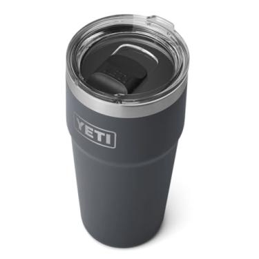 Imagem de YETI Copo Rambler, copo empilhável de aço inoxidável isolado a vácuo com tampa Magslider, carvão, 591 ml