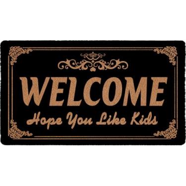 Imagem de AIKONGNICE Welcome Hope You Like Kids tamanho 43 x 76 cm, tapete de entrada fácil de limpar, cor e tamanho bonitos para uso externo e interno, casa de banho, jardim, decoração de cozinha