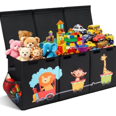 Imagem de Maxuni Caixa De Brinquedos Extra Grande, Cômoda Infantil, Caixas Armazenamento 150L Para Brinquedos, Dobrável Resistente Com Tampas, Cestas Sala Estar, Jogos, Quarto, Berçário, Meninos E Meninas, Pr