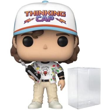 Imagem de POP Stranger Things - Dustin [Season 4] Funko Pop! Vinyl Figure (Bundled with Compatible Pop Box Protector Case), Multicolor, 3.75 inches