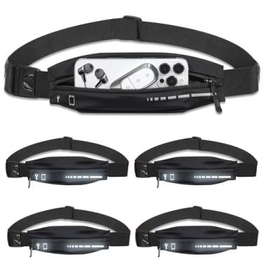 Imagem de Cinto de corrida fino para mulheres e homens, pochete de corredor, impermeável, para corrida, caminhada, Preto, 10.2 x 0.4 x 1.58 inches, Tendência