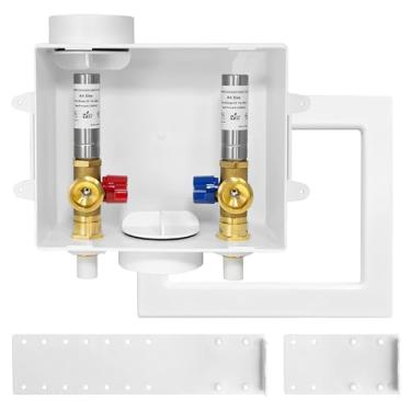 Imagem de Caixa de tomada para máquina de lavar (solta), dreno central/dreno lateral, entrada CPVC de 1/2 polegada x conexão de saída MHT de 3/10.2 cm, com martelo de água de aço inoxidável (wm009)
