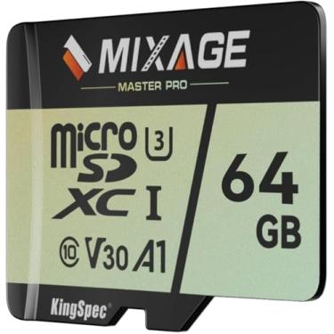 Imagem de MIXAGE Cartão de memória MicroSDXC de 64 GB U3 V30 A1 UH-I, 100 MB/s leitura 60 MB/s gravação 4K UHD para telefones Android, consoles de jogos, câmeras de ação de segurança Dash Cam
