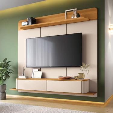 Imagem de Home Painel Galax Suspenso para TV atÃ:copyright: 70 Polegadas com Off White/Cinamomo G26 - Hb Móveis