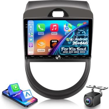 Imagem de [2+64] Rádio automotivo Volxcereo para Kia Soul 2010 2011 2012 2013, 22.9 cm Android Double Din Touchscreen estéreo com Carplay/Android Auto, navegação GPS, WiFi, Bluetooth, SWC, FM/RDS, EQ, DSP