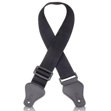 Imagem de Alça de guitarra trançada ajustável com 3 bolsos para palhetas para baixo acústico elétrico (preto)