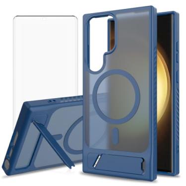 Imagem de Asuwish Capa de celular para Samsung Galaxy S23 Ultra 5G, compatível com Magsafe Magnetic, protetor de tela, capa protetora à prova de choque com suporte dobrável S23Ultra 23S S 23 23Ultra 6,8