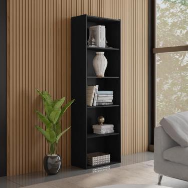 Imagem de Estante Livreiro 4 Prateleiras 185x60 Cm Luiza Preto Reajl Moveis Preto