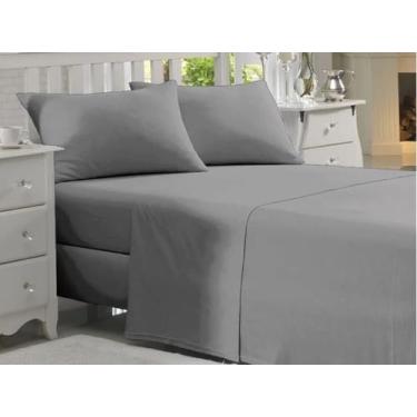 Imagem de Jogo Lençol Casal Queen 4 Pcs Liso 180 Fios Algodão - Relíquias do Int