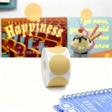 Imagem de 500 peças de adesivos redondos kraft, etiquetas escritas em branco, etiquetas de papel kraft, selos de envelope, etiquetas de jarra para casa e escritório, 38 mm