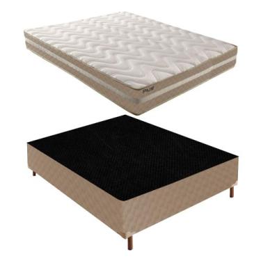 Imagem de Cama Box Casal com Colchão D33 Quality Plus Duoface 20x138x188cm e Bas