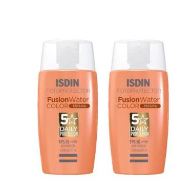 Imagem de Kit 2 Protetor Facial Isdin Fusion Water Cor Escura 50mlCada