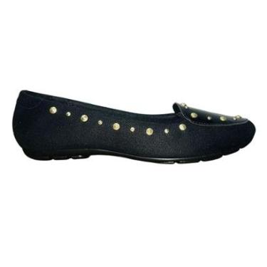 Imagem de Mocassim Rasteiro de Camurça com Tachas Feminino Moleca 5800.112 Preto-Feminino