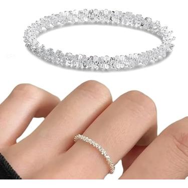 Imagem de Anel de prata para mulheres e homens, anéis modernos empilháveis delicados de zircônia cúbica corda torcida aliança eternidade
