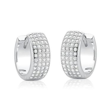 Imagem de Brinco Argola Click Cravejada De Prata 925 - DR Jóias