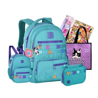 Imagem de Kit Mochila Escolar Costas Com Diversos Bolsos Rebecca Bonbon Original