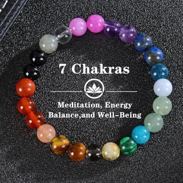 Imagem de Pulseira de chacra com contas para mulheres, pedras curativas, ioga, equilíbrio, energia, óleo essencial, joia para alívio da ansiedade, concerto, moda, moda, outono, moda boho, Medium, Latão, Sem