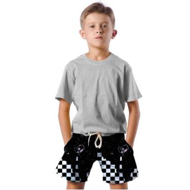 Imagem de Shorts Infantil Bermuda Calção Praia Verão Xadrez Space Balde Star 543
