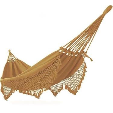 Imagem de REDE DE DESCANSO CASAL GRANDE, Confortável e Resistente, Ideal para Varanda, Quintal e Jardim(Caramelo)