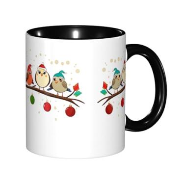 Imagem de Zeraoke Canecas de café criativas com estampa de corujas de Natal fofas no ramo, personalizadas, presente para a família, tamanho de 325 ml, unissex