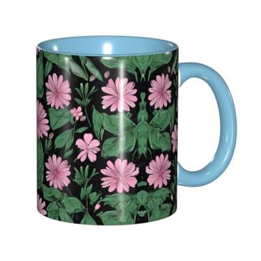 Imagem de Zeraoke Canecas de café criativas coloridas com estampa de folhas tropicais, personalizadas, presente para família, tamanho de 325 ml, unissex
