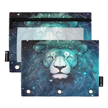 Imagem de Wassud Pastas de fichário com 3 furos, pasta organizadora de leões estrelados para escritório em casa, pacote com 2