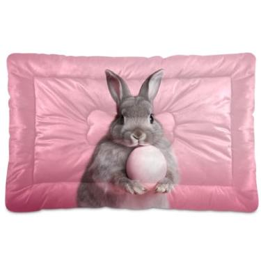 Imagem de Wassud Cama de cachorro pequeno lavável com coelhinho cinza fofo, tapetes para cães pequenos, almofada portátil para animais de estimação, cama antiderrapante para cães e gatos, almofada confortável