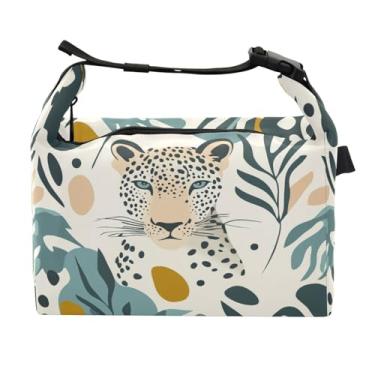 Imagem de STAYTOP Linda lancheira leopardo com fivela de alça, lancheira isolada para meninos e meninas, lancheira térmica para trabalho escolar