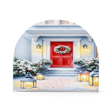 Imagem de Qilmy Porta-guardanapos de acrílico para porta vermelha de Natal, porta-guardanapos para mesas cozinha restaurante decoração de casa, suporte decorativo moderno para guardanapos de coquetel de papel