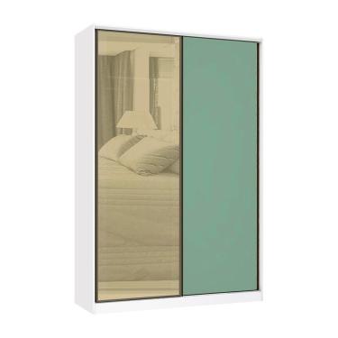 Imagem de Guarda Roupa 2 Portas De Correr 159cm Branco Com Verde Jade