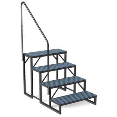 Imagem de Degraus de spa RV Steps com corrimão - degraus de banheira de hidromassagem de 4 degraus degraus escada de casa móvel para trailer de 5ª roda, trailer, banheira de hidromassagem, piscina, varanda com