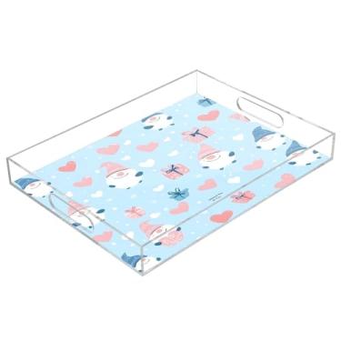 Imagem de STAYTOP Bandeja de servir de acrílico para o Dia dos Namorados, 15,7 x 11,20 cm, bandejas decorativas à prova de derramamento, organizador de bancada para café da manhã, chá, comida, maquiagem