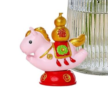 Imagem de Escultura de cavalo da sorte, estatueta giratória para riqueza, decoração do ano do cavalo 2026 | para loja de escritório em casa, escola, apartamento, dormitório, entrada, sala de estar, quarto