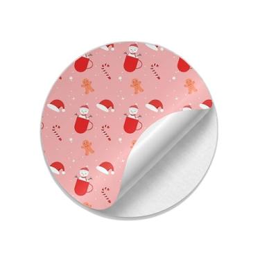 Imagem de Adesivos Redondos Natalinos 25 Unidades Com Estampa Elementos Natalinos - Tamanho 30x30cm