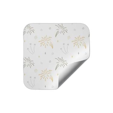 Imagem de Adesivos Autocolantes Redondos 25 Unidades Ano Novo com Estampa de Fogos de Artifício - Tamanho 50x50cm