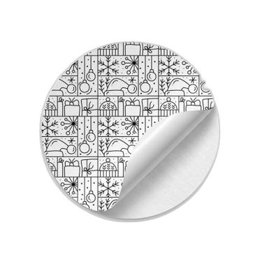 Imagem de Adesivos Redondos Natalinos 25 Unidades Com Estampa Floco de Neve - Tamanho 50x50cm