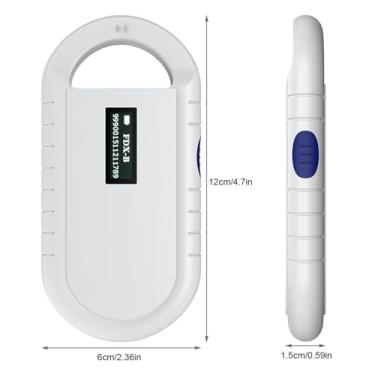 Imagem de Luqeeg Leitor Portátil de Microchip para Animais de Estimação Com Scanner de Microchip RFID para ISO 11784/11785 FDX-B ID64, Operação Com um Botão, Tela Com Luz de Fundo, Adequado para Veterinários