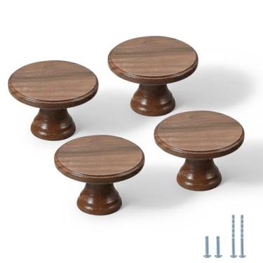 Imagem de Evionlin 8 maçanetas de armário de madeira de nogueira, maçanetas de gaveta de cômoda de cozinha